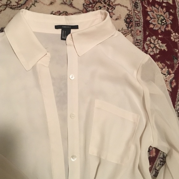 Sheer White Button Up Blouse