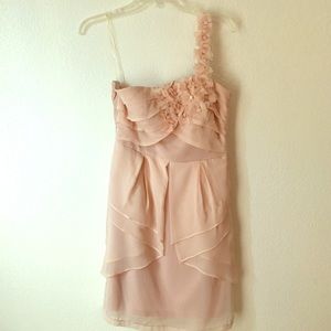 Pink chiffon one shoulder dress