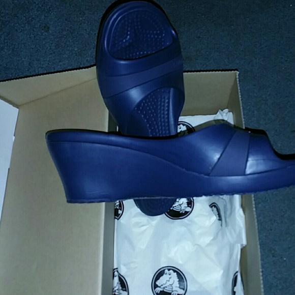 Blue Wedge Crocs Sale today dropped prices on all