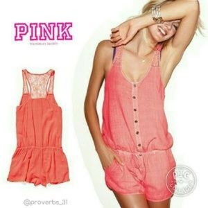 VS PINK Coral Romper XS