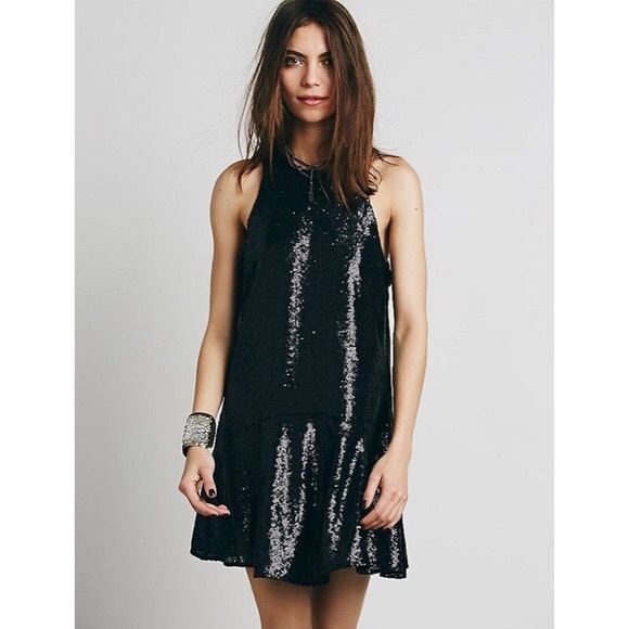Free People Black Sequin NYE Dress