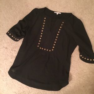 Hawthorn Black Blouse with Stud Detail
