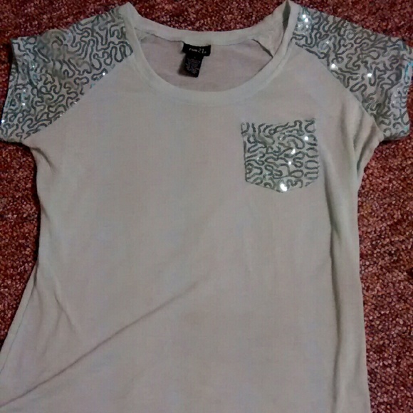Mint Green Sparkly Sleeved Shirt
