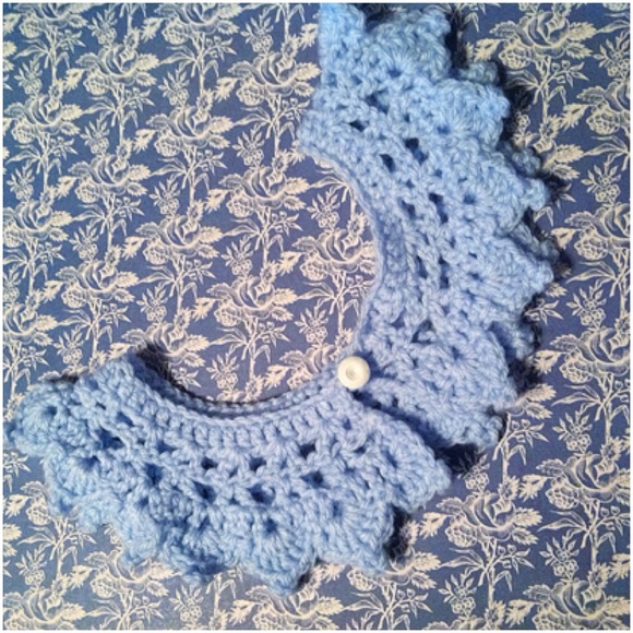 Handmade Sky Blue Crochet Petal Peter Pan Collar
