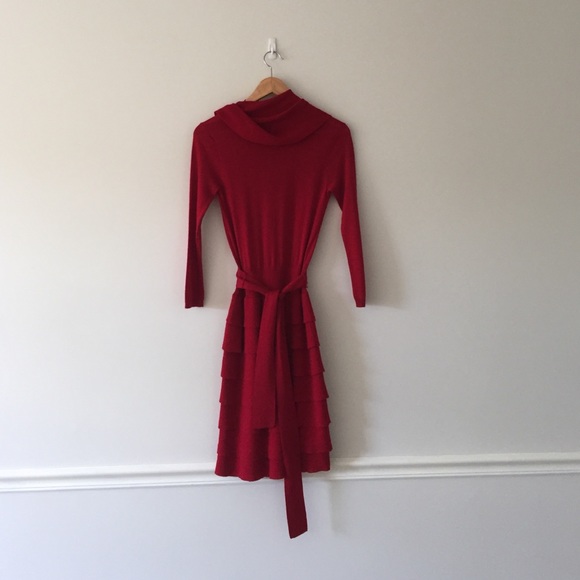 BCBGMaxAzria red wool jersey dress - Picture 3 of 5