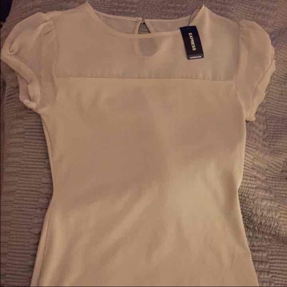 NWT Express cream cap sleeve half sheer top