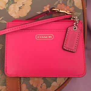 COACH hot pink ID holder/wallet