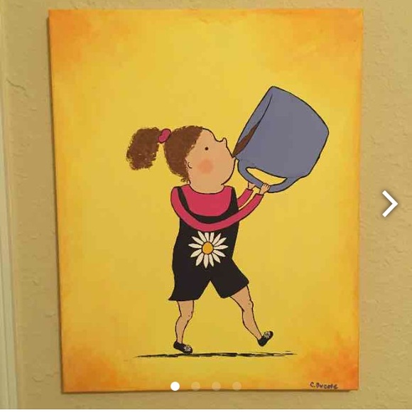 Painting original "Small Girl, Big Gulp"