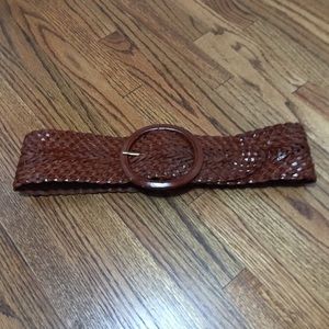 Anthropologie Wide Braided Leather Belt Size S