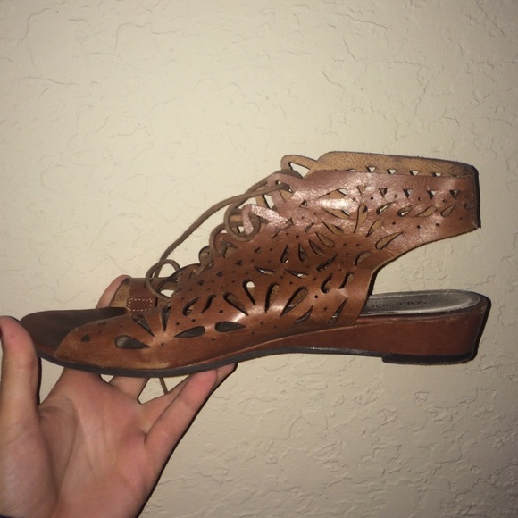 Brown lace up sandals