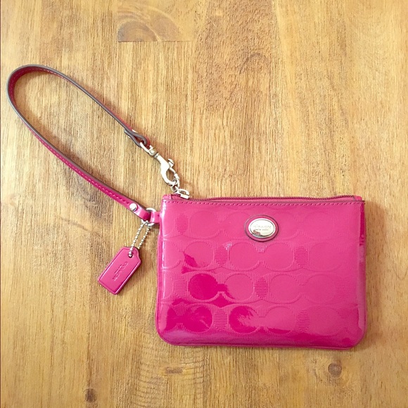 Coach Handbags - Coach- Pink Patent Leather Wristlet