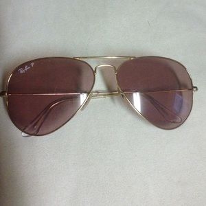 Ray Ban polarized pink tinted aviator sunglasses