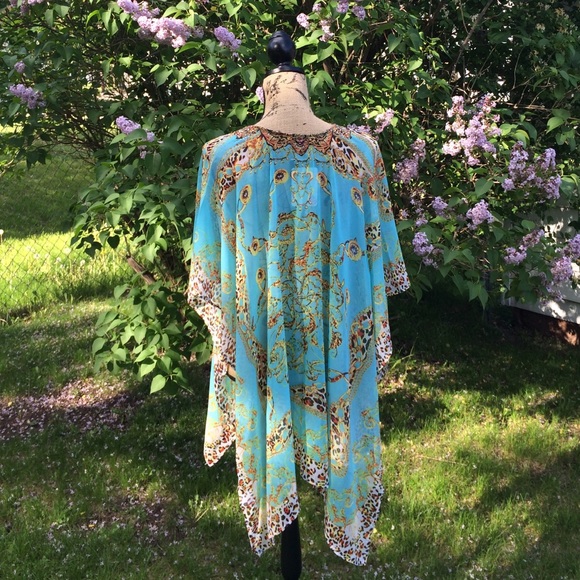 Beach Vibes Aqua Printed Kaftan - Picture 3 of 3