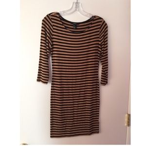 Black and Tan striped body con dress