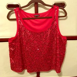 Red Sequin Crop Top