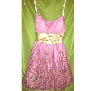 Soft Pink/Champagne Mini Prom Dress