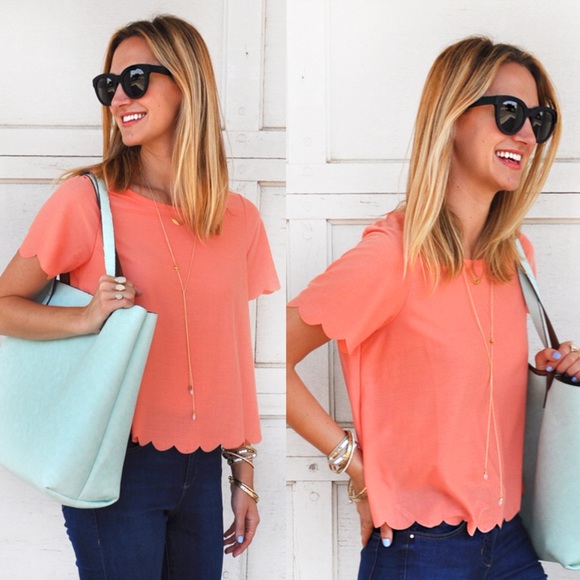 LIGHT PINK scallop frill tee
