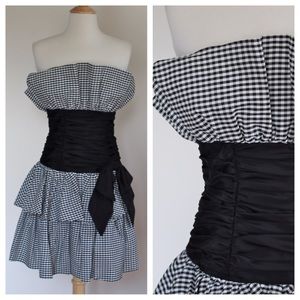 Vintage 1980's Does The 50's Checked Party Dress