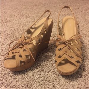 Tan suede wedges size 8