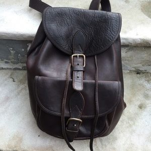 Vintage THICK leather dark brown backpack large