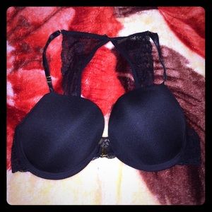 Black, lacy bra