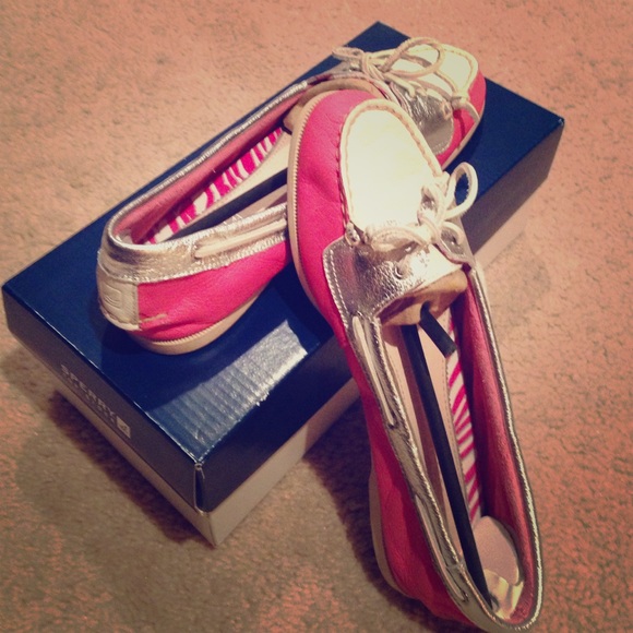 Pair of Pink White Silver Women's Sperry
