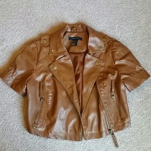 Light brown crop leather jacket