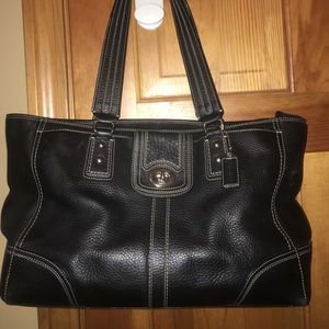 Coach Purse - black with purple lining