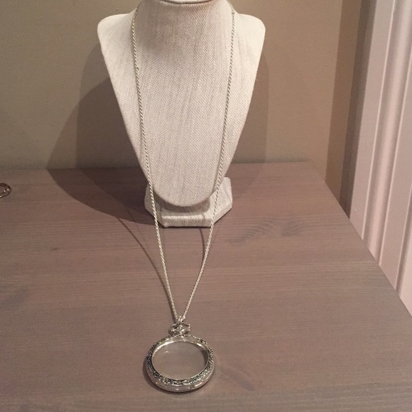 Long silver pendant necklace