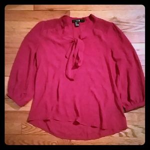Forever 21 Maroon Chiffon Shirt