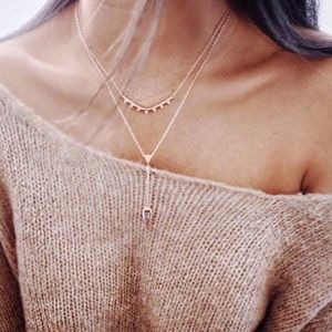 Tiered Lariat Necklace | Rose Gold