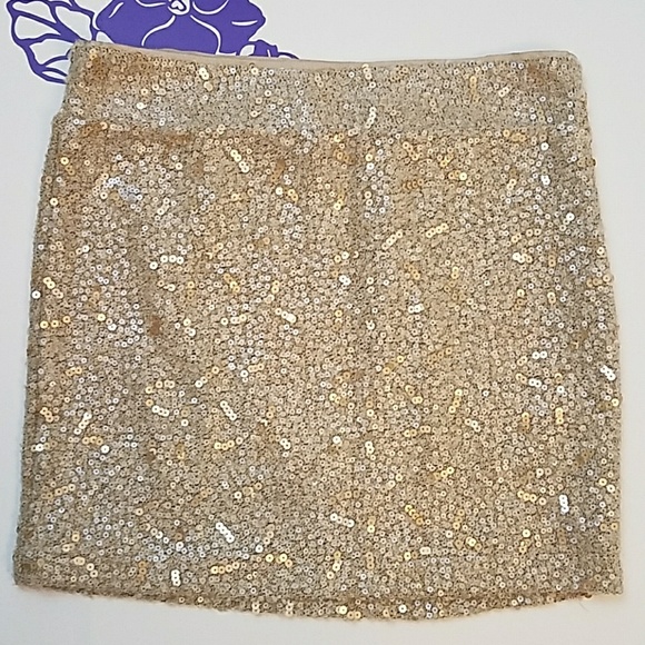 5 4 30 Banana Republic tan sequin mini skirt 0033 - Picture 1 of 7