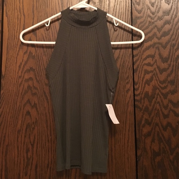 Olive mock neck top