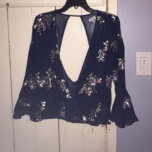 Long sleeve low front and back top from Tobi.