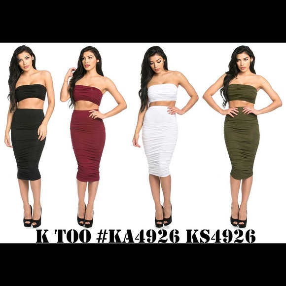 2pcs set top&bottom skirt