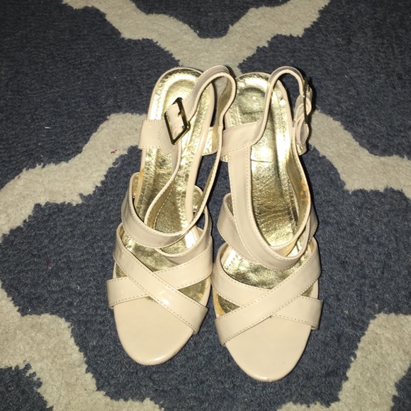 Nude patent  and cork wedges!