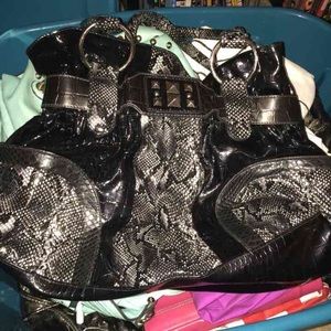 Black snake skin bag