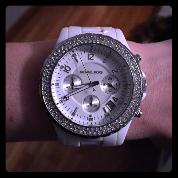 Women's white Michael Kors watch