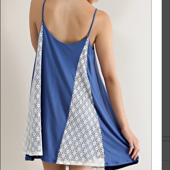 Brand new, blue with while lace. Fully lined - Picture 2 of 4