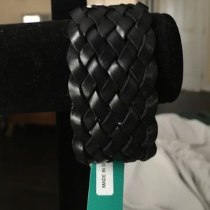 Gorgeous wide black genuine leather bracelet nwt