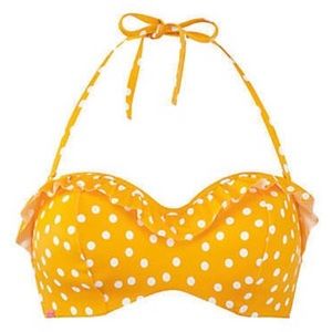Yellow polka dot bikini top