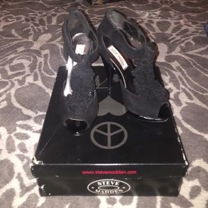 Steve Madden Black Suede Heels