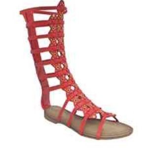 Brown and gold Myra gladiator sandals