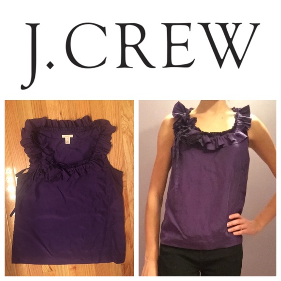 J. Crew 100% Silk Purple Flower Sleeveless Blouse