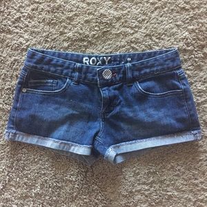 ROXY Denim Short With Striped Buttons