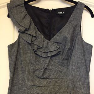 Allen B Grey Ruffle Sheath dress sz 4