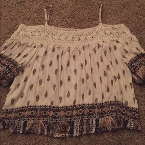la hearts off the shoulder shirt