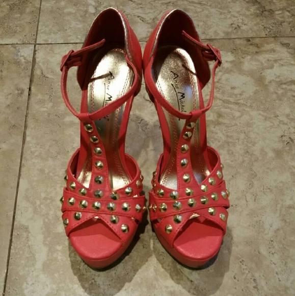 Coral studded heels