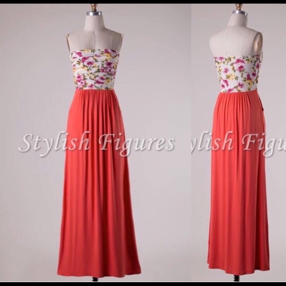 Floral Top Maxi Dress with Pockets! - Picture 2 of 2