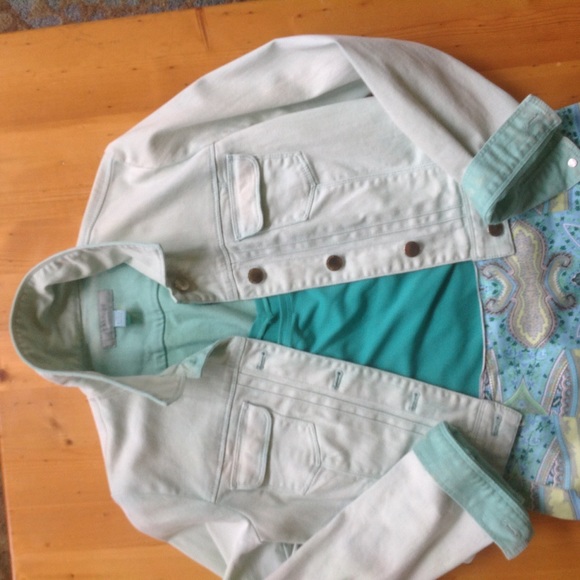CHICOS DENIM JKT 0 MINT GREEN LIKE NEW SO CUTE! - Picture 3 of 4